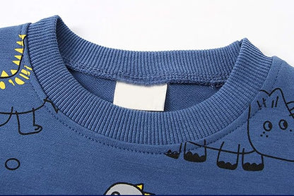 Toddler Baby Boy Clothing Sets Little Dinosaur Printed Long Sleeve Tops and Pants Kids 2pcs Outfits