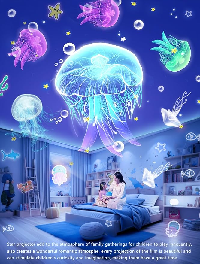 21 Sets of Films, Projector Night Light for Kids Bedroom, Ceiling, Baby Night Light Projector, Star Galaxy Projector for 1-14 Years Old Baby Girls with 360° Rotation for Christmas, Nursery, Room Decor