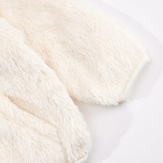 Baby Toddler Boys Girls Fleece Jacket with Hood Zip Up Cute Bear Coats for Infant Boys Girls Fuzzy Jacket with Ear 1-5T