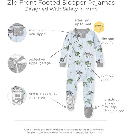 Burt's Bees Baby baby-boys Sleeper Pjs, 100% Organic Cotton, One-piece Footie, Zip Up Jumpsuit, Snug Fit Pajamas