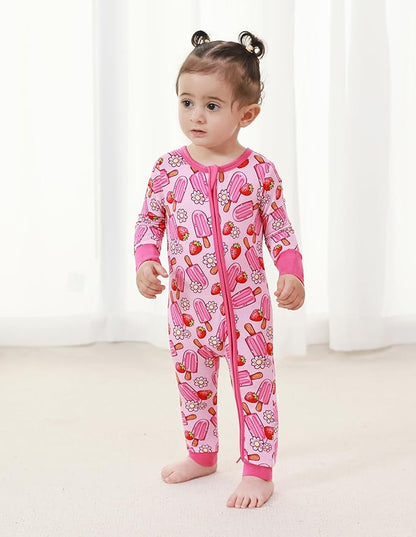 Baby Zippered Rompers Newborn Pajamas Sleepers Long Sleeve Jumpsuits Infant Zipper Romper-Viscose from Bamboo