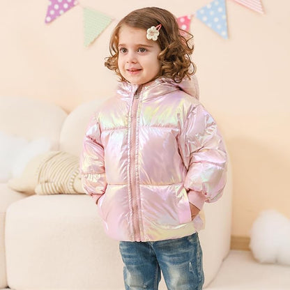 UNICOMIDEA Baby Girl Winter Coat Laser Toddler Jackets Warm Down Outerwear with Hooded for 12M-5T