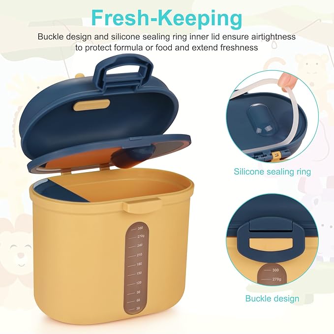 Accmor Baby Formula Dispenser On The Go, Portable Milk Powder Formula Dispenser with Scoop,Formula Containers for Travel Hold 12.7oz/360g Formula, Yellow