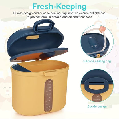 Accmor Baby Formula Dispenser On The Go, Portable Milk Powder Formula Dispenser with Scoop,Formula Containers for Travel Hold 12.7oz/360g Formula, Yellow