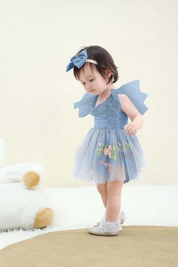 Baby Girl Clothes Infant Tulle Romper Ruffe Sleeveless Bodysuit Baby Girl Outfits Infant Girl Dress 0-18M