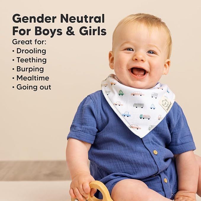 KeaBabies 8-Pack Organic Baby Bandana Bibs for Boys, Girls - Super Absorbent Triangle Baby Bibs for Drooling and Teething Infant, 100% Cotton Extra Soft for Newborn, Infant 0-36 Months (Vessels)