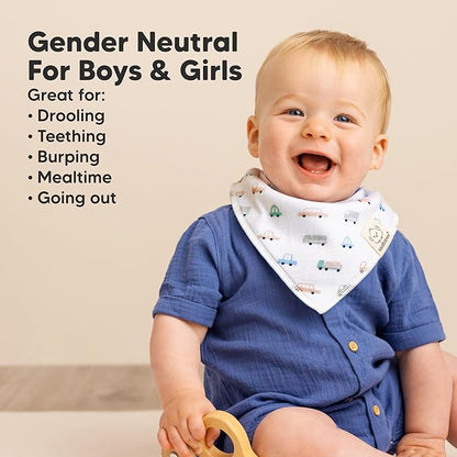 KeaBabies 8-Pack Organic Baby Bandana Bibs for Boys, Girls - Super Absorbent Triangle Baby Bibs for Drooling and Teething Infant, 100% Cotton Extra Soft for Newborn, Infant 0-36 Months (Vessels)