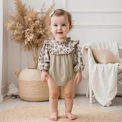 2pcs Infant Baby Girls Romper Dress Headband Long Sleeve Clothing Flowers Newborn Boho Girl Outfit Jumpsuit Clothes