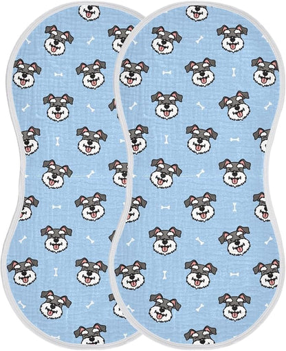 vvfelixl Muslin Burp Cloths Miniature Schnauzer Dog Heads Baby Washcloths for Baby Girl Boys 2 Pack