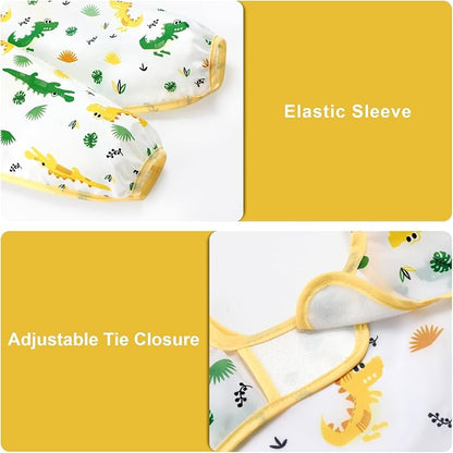 Accmor 4 Pack Long Sleeve Bibs, Baby Smock Waterproof Sleeved Bib Smock for Baby Toddler 6-36 Months