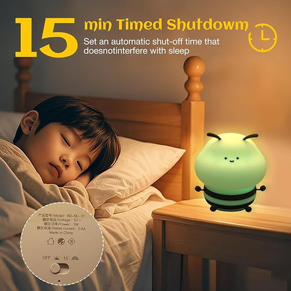 Bee Night Light For Kids, Squishy Lamp, Animal Night Light, 3 Levels Of Brightness,Kids Lamp Color Changing,7colors Kawaii Touch Lamps For Bedroom, portable Light, Nursery Nightlight, Baby Gifts