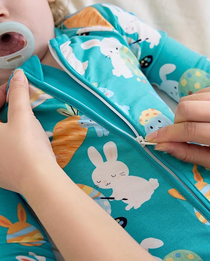 Bamboo Viscose Baby Convertible Footie Pajama, Zipper Pajamas for Baby Boys & Girls, Sleep & Play Footed Pjs