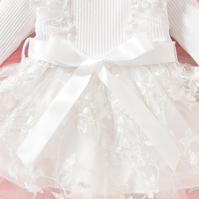 Aalizzwell Infant Newborn Girls Long Sleeve Bodysuit Dress