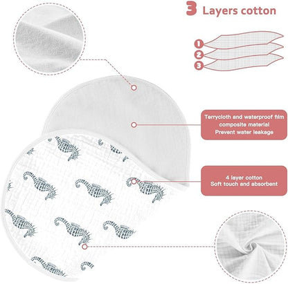 vvfelixl Muslin Burp Cloths Retro Seahorse Baby Washcloths for Baby Girl Boys 2 Pack