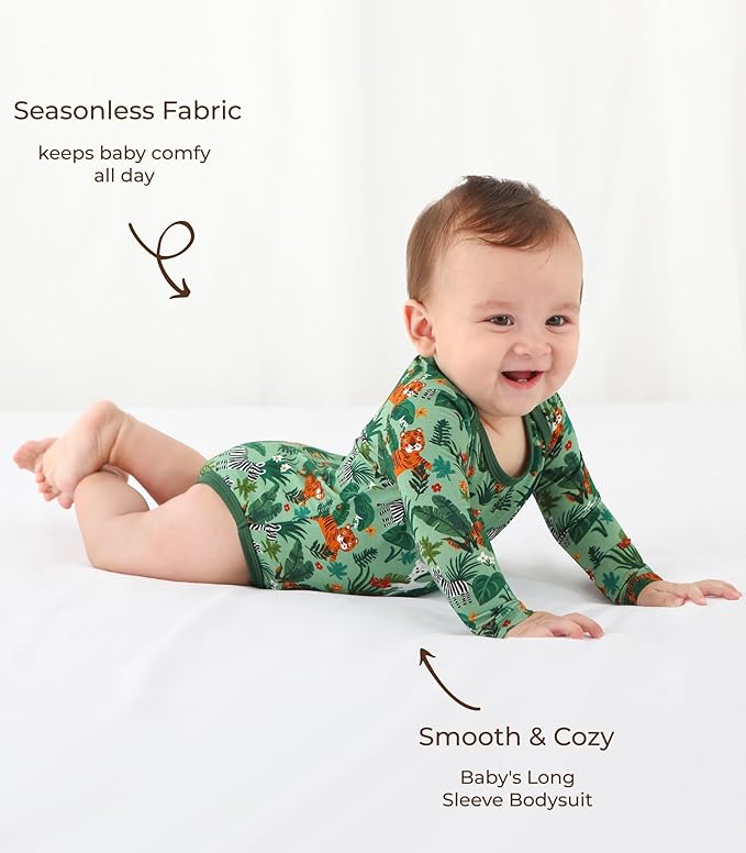 Baby Viscose from Bamboo Bodysuit for Boys Girls Long Sleeve Romper Soft Outfits for Infant One-Piece Cute Clothes