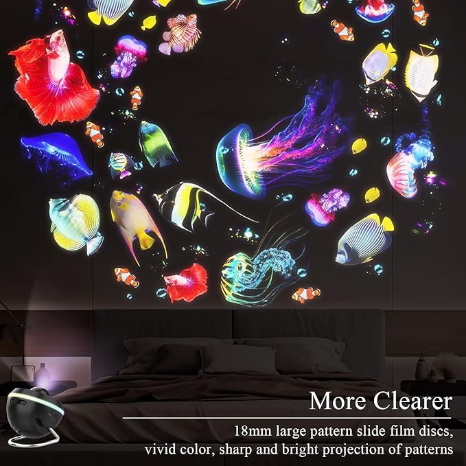 Galaxy Projector, Star Projector with Meteor & 4 Varicolored Lighting Effects, Jellyfish Projector Night Light Space Starry Sky Projector for Bedroom, Ocean Wave Projector for Kids Adults