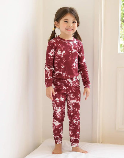 VAENAIT BABY 12M-12Y Toddler Kids Boys Girls 100% Cotton Marbling Tiedye Sung Fit Sleepwear Pajamas 2pcs Pjs Set