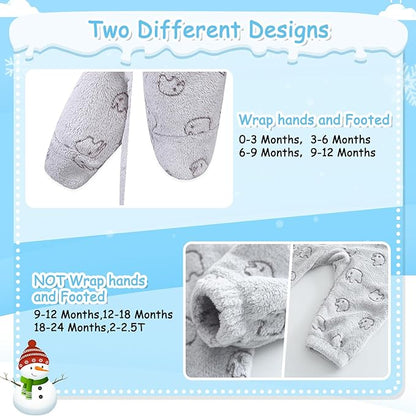 Fairy Baby Newborn Baby Bear Onesie Thin Fleece Footie Romper Snowsuit Hooded Jumpsuit Bodysuit Winter Outwear Boy Girl 0-12M