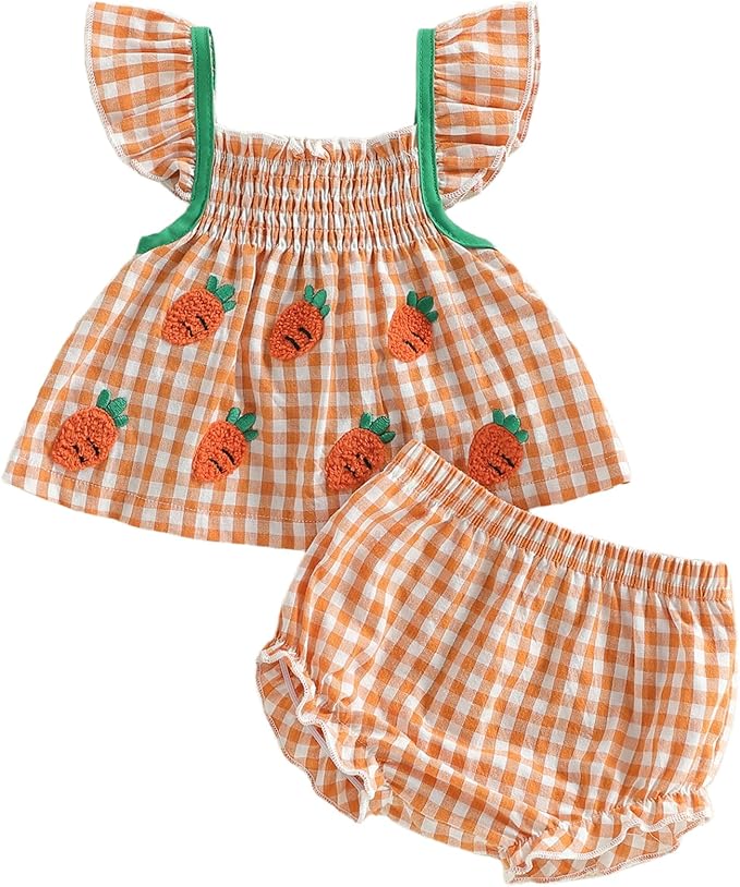 Mubineo Baby Girl Summer Clothes Cute Ruffle Tops Dress Shorts Outfits Set Infant Toddler Shrit Bloomers Princess Outfit