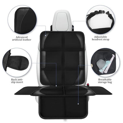 Car Seat Protector Covers for Child Car seat mat, 600D Waterproof Non-Slip with Storage Pockets, Cushion Protectors Large Size, Prevent Dirt Scratches (Black 2)