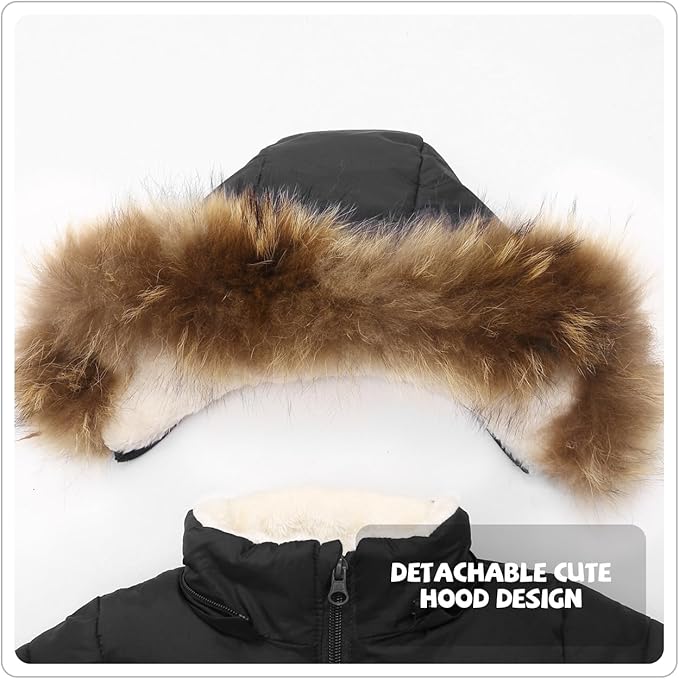 Baby Boy Winter Coat Toddler Girl Hooded Puffer Jacket Fur Collar Down Outerwear