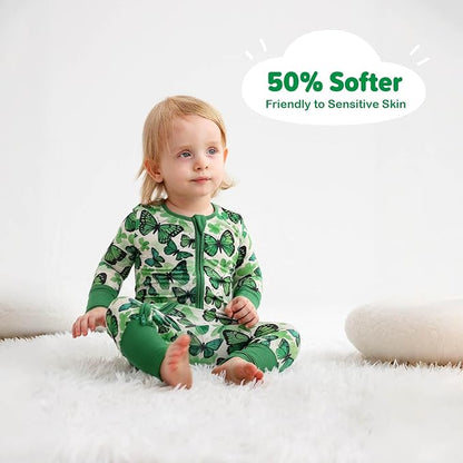 Unisex Infant Neutral Zipped Footies, Viscose from Bamboo 2-Way Zipper Romper Outfit, 0-24 Months One-piece Jumpsuit