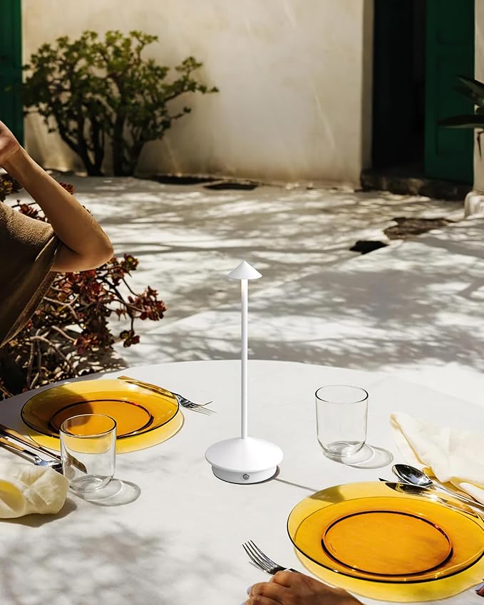 Modern Cordless Table Lamp Set of 2, Portable LED Desk Lamps, 5000mAh Rechargeable Battery Operated Lighting for Bedroom Dining Room Restaurant Coffee Shop Camping Night Light (White)