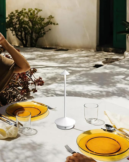 Modern Cordless Table Lamp Set of 2, Portable LED Desk Lamps, 5000mAh Rechargeable Battery Operated Lighting for Bedroom Dining Room Restaurant Coffee Shop Camping Night Light (White)