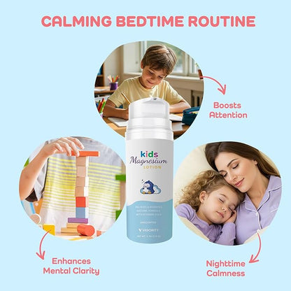 Magnesium Lotion for Kids & Babies Sleep – Unscented Bedtime Body Cream with Natural Ingredients for Sensitive Skin – Topical Magnesium, Multi Vitamins Moisturizer for Relaxation, Soothing Relief
