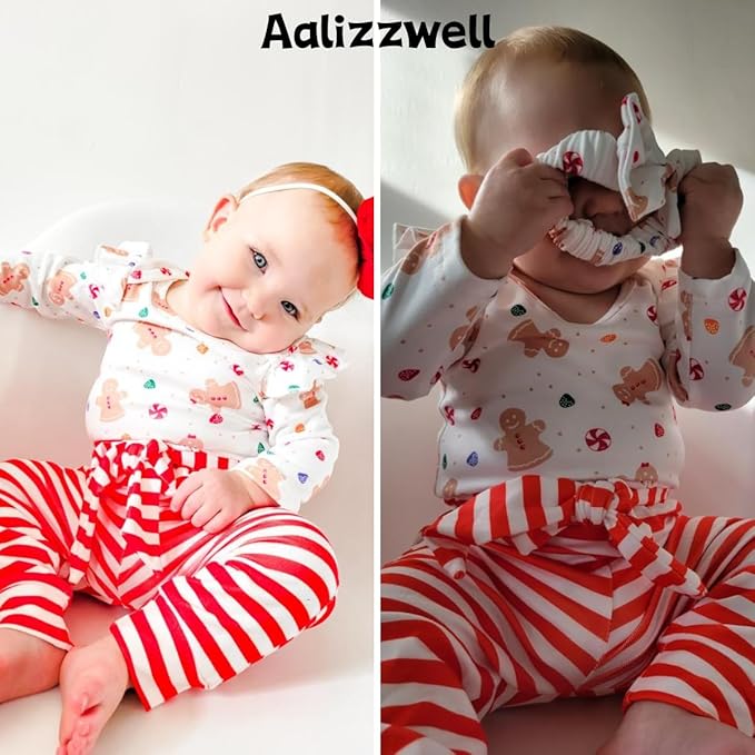 Aalizzwell Preemie Newborn Infant Baby Girls Clothes Ribbed Romper Bodysuit Pants Set Fall Winter Outfits