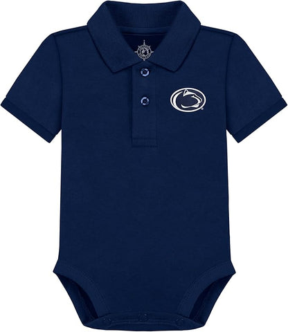 Creative Knitwear College Baby Polo Bodysuit Solid - Team Logo, Multiple Colors, for Boys & Girls (0-12 Months)