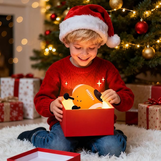 YISUN Football Night Light, Soft Silicone Nursery Night Lamp, Rechargeable Dimmable Rugby Night Lights with Timer, Cute Night Lights for Kids Room Decor Birthday Christmas Gifts