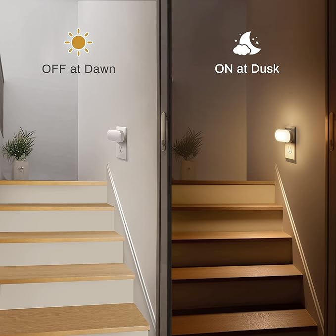 DORESshop Led Night Lights Plug into Wall Soft White, Compact Dimmable Night Light for Nursery 4Pack for Bedroom, Kids Room, Bathroom