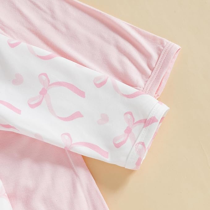 Merqwadd Baby Sleeper Gown Boy Girl 2-Pack Knotted Gown Newborn Nightgown with Hat Set Infant Sleepwear Pajamas