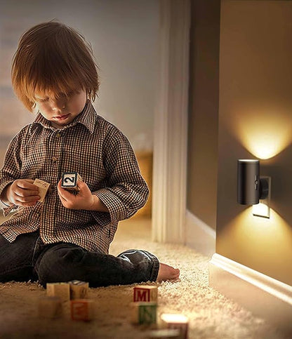 LED Night Lights Plug into Wall,Dusk to Dawn Sensor Night Light,0-300LM Adjustable Brightness,Warm White 2700K,Dimmable Night Lights for Kitchen Hallway Bedroom Bathroom 4 Pack