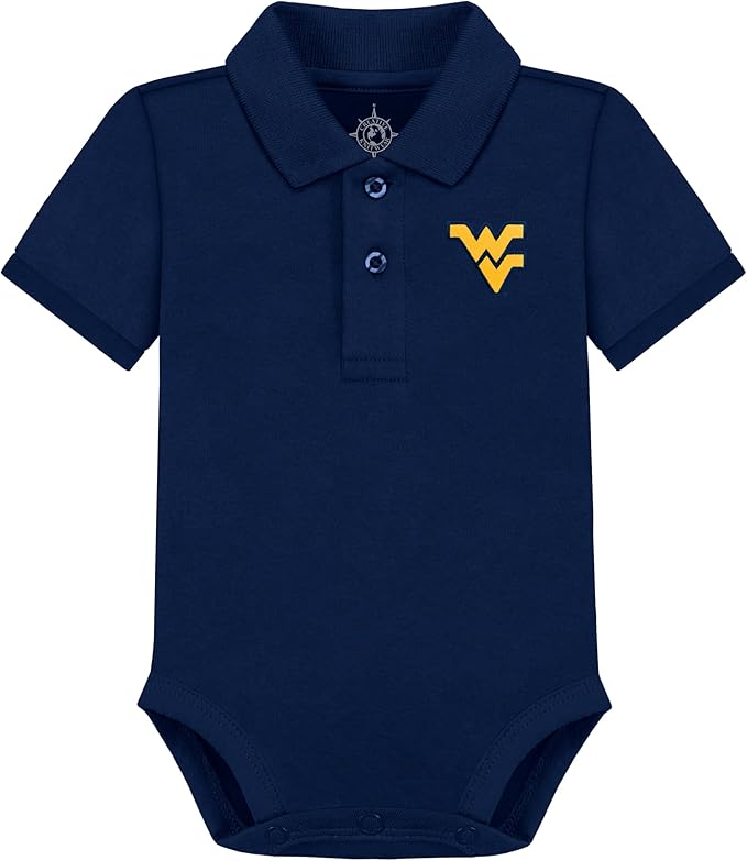 Creative Knitwear College Baby Polo Bodysuit Solid - Team Logo, Multiple Colors, for Boys & Girls (0-12 Months)