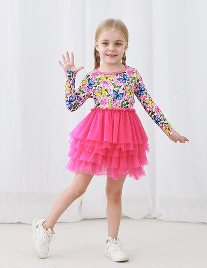 Toddler Girls Long Sleeve Nightgown Cute Little Kids Casual Dresses Viscose from Bamboo Princess Dress 2-5T