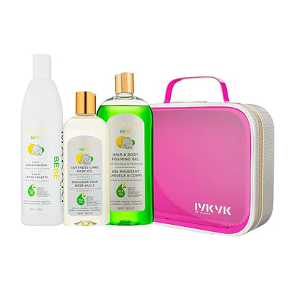 MAKARI Bebe 3-Piece Shower Gift Set | Foaming Gel, Cleansing Milk & Oil | Gentle, Nourishing Bath Routine for Newborn & Up | Hypoallergenic & Paraben-Free