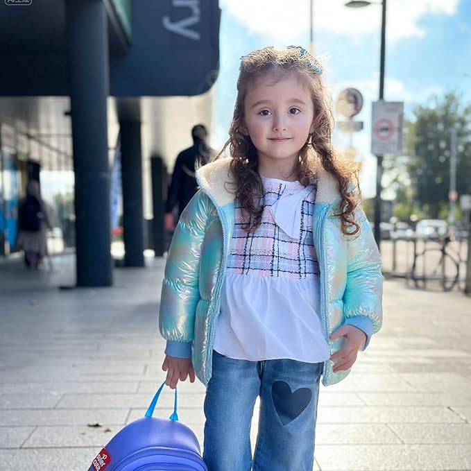 UNICOMIDEA Baby Girl Winter Coat Laser Toddler Jackets Warm Down Outerwear with Hooded for 12M-5T