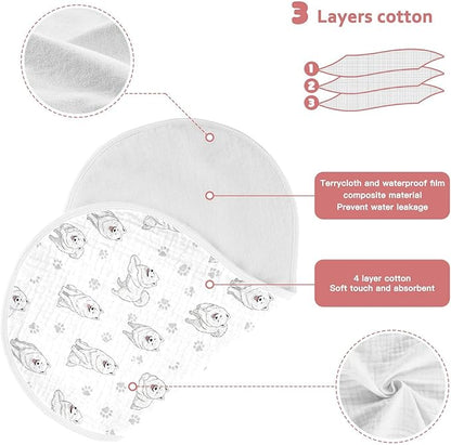 1 Pack Muslin Burp Cloths Samoyed Dogs White Cotton Baby Burp Cloths Extra Absorbent and Soft Spit Up Rags for Newborn Babies Boys Girls 22x11 Inch