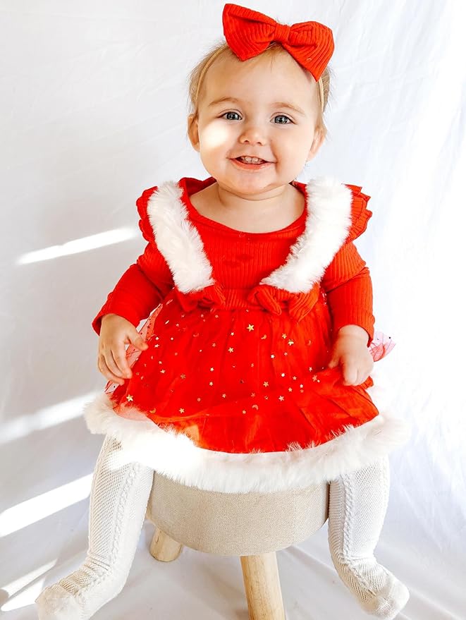 Unutiylo Preemie Newborn Baby Girl Clothes Romper Suspender Dress Fall Winter Outfits Ruffle Long Sleeve Jumpsuit