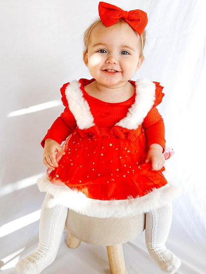 Unutiylo Preemie Newborn Baby Girl Clothes Romper Suspender Dress Fall Winter Outfits Ruffle Long Sleeve Jumpsuit