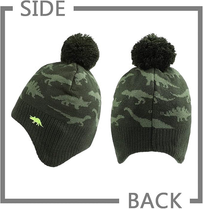 JANGANNSA Knitted Baby Hat Scarf Set Winter Warm Boys Girls Beanie Fleece Lining Toddler Kids Hats with Pompom