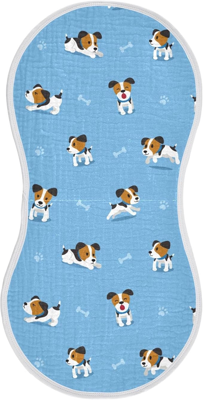 vvfelixl Muslin Burp Cloths Jack Russell Terrier Dog Baby Washcloths for Baby Girl Boys 2 Pack Blue