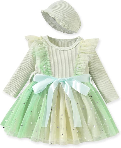 Aalizzwell Infant Newborn Girls Long Sleeve Bodysuit Dress