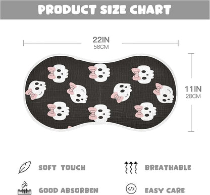 vvfelixl Muslin Burp Cloths Skulls Bow Halloween Baby Washcloths for Baby Girl Boys 2 Pack