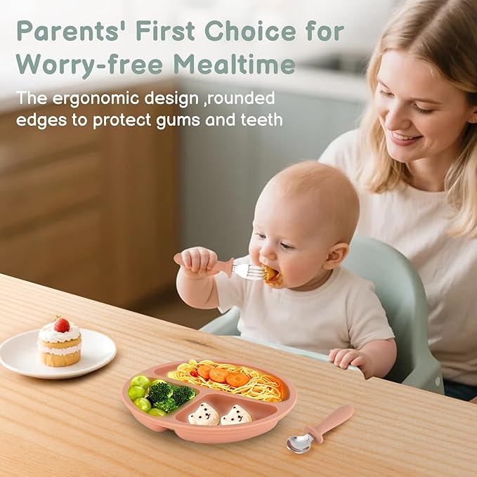 6 Pack Toddler Utensils, kids Silverware with Silicone Handle, 18/8 Stainless Steel Children Safe Spoons and Forks Set Baby Feeding Essentials, Dishwasher Safe