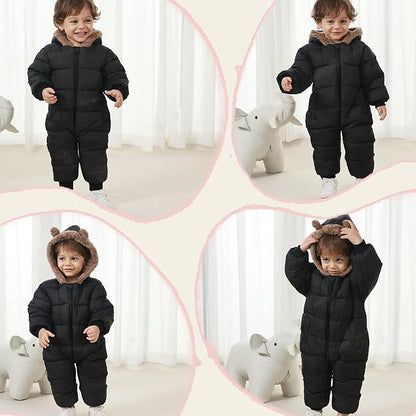 Baby Boys Girls Snowsuit Winter Clothes Suit Hooded Jumpsuit Romper Bear Outfit Infant Warm Coat Outwear Overcoat
