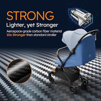 MAMAZING Ultra Air X Travel Stroller - Ultra-Lightweight Under 10 lbs, Carbon Fiber Frame & Airplane Friendly, Lightweight Stroller with Reclining Seat, UPF 50+ Canopy & Travel Bag