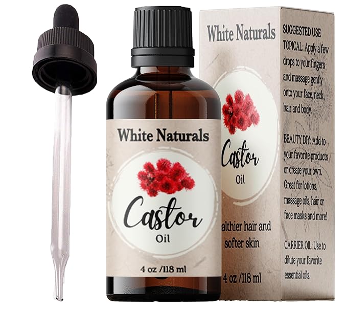 Organic Castor Oil, 100% Pure Natural, Cold Pressed for Essential Oils Mixing Natural Dry Skin Moisturizer Body & Face Care, Eyelash Caster Oil, Eyelashes Eyebrows Lash & Hair Growth Serum 4oz